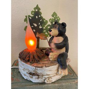 Wilcor Collectiable Bear at Campfire Flickering Silicone Light Bulb Nightlight